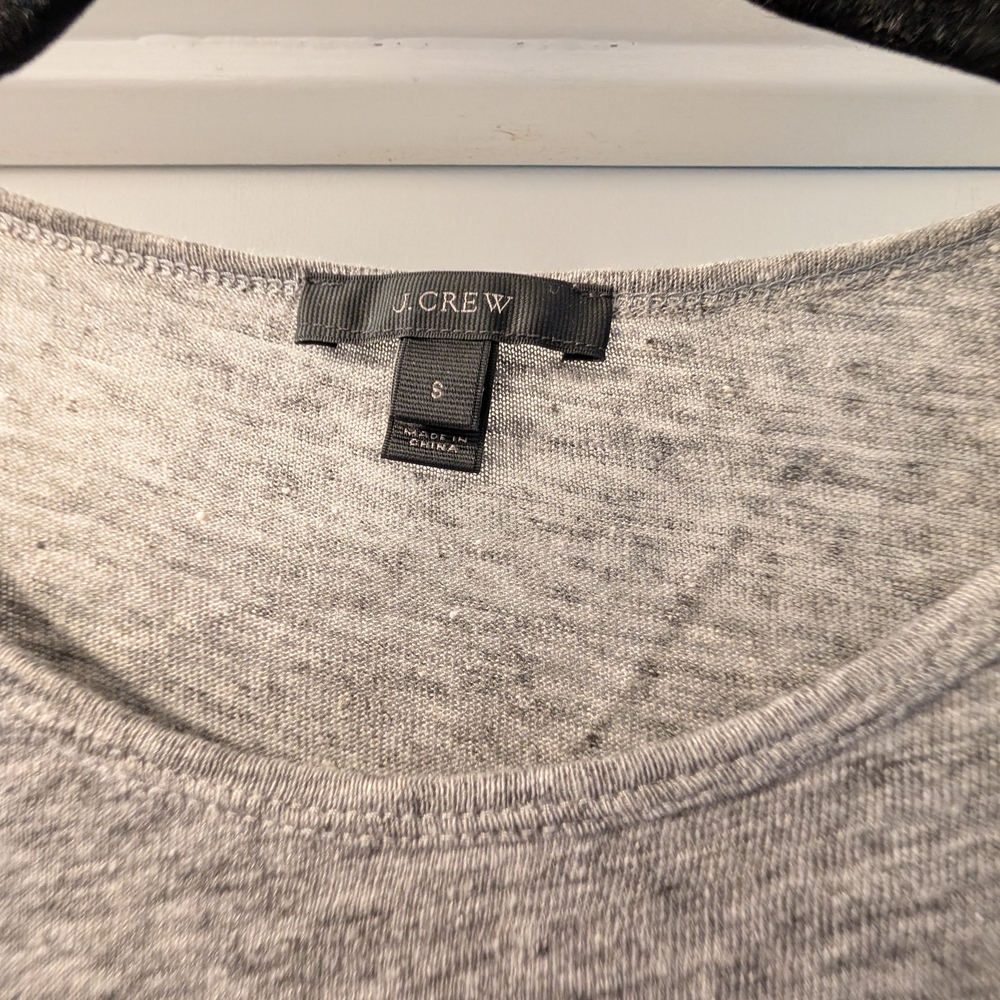 J. Crew Gray Ruffle Sleeve Tee - Picture 2 of 3